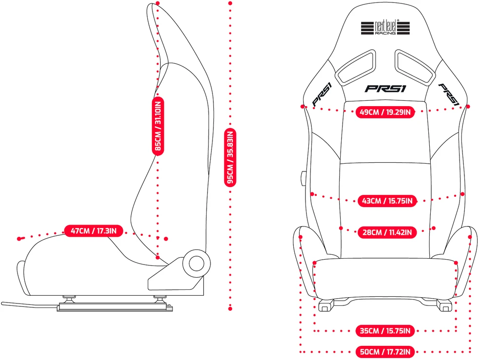 „Next Level Racing PRS1“ naši atlošiama simuliatorinė lenktynių sėdynė