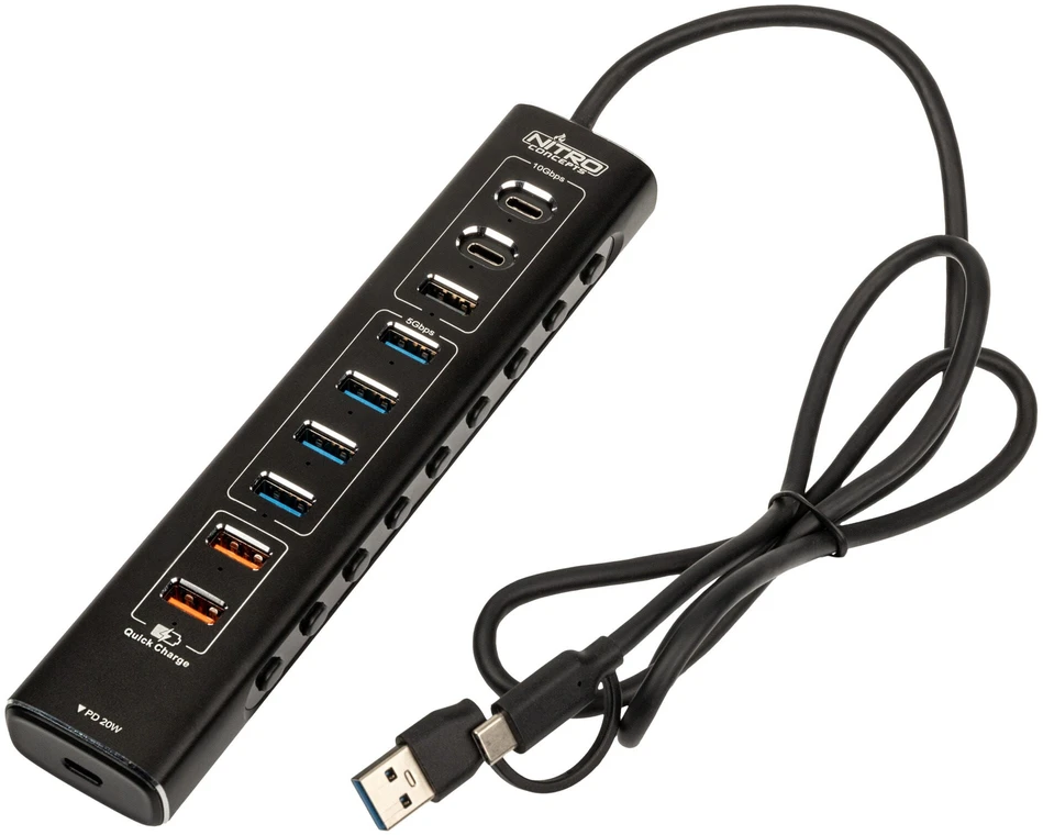„Nitro Concepts UH1“ 10 prievadų hibridinis USB šakotuvas