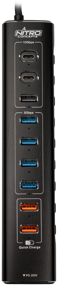 „Nitro Concepts UH1“ 10 prievadų hibridinis USB šakotuvas