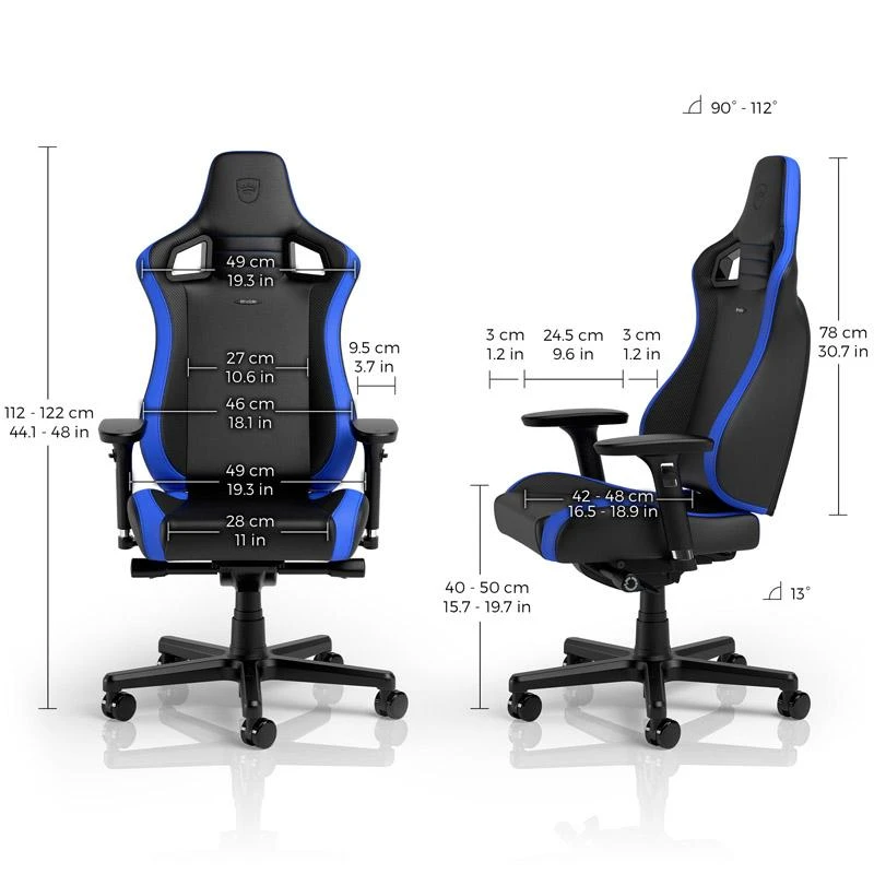 Žaidimų kėdė Noblechairs EPIC Comapct Gaming Chair, Juoda/Carbon/Mėlyna