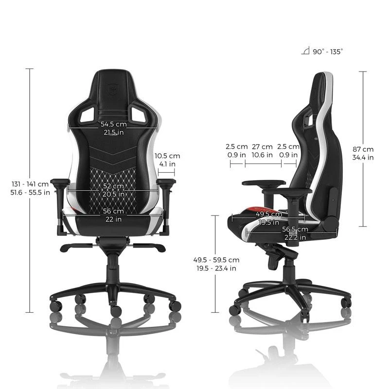 Žaidimų kėdė Noblechairs EPIC Real Leather Gaming Chair, Juoda-balta-raudona