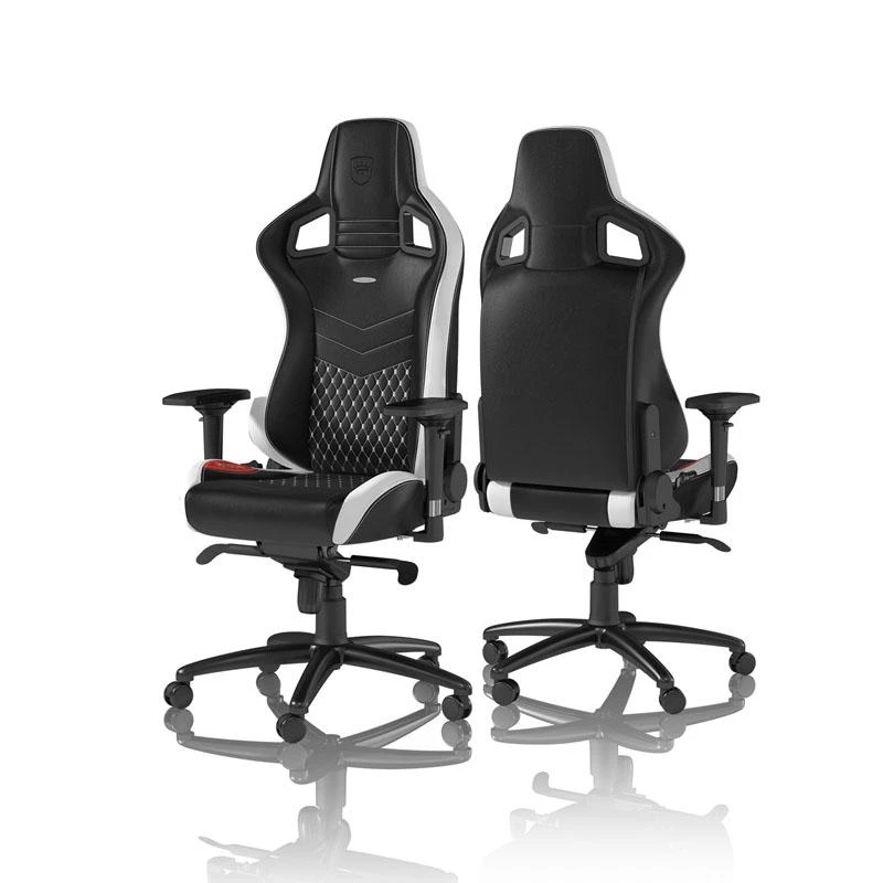 Žaidimų kėdė Noblechairs EPIC Real Leather Gaming Chair, Juoda-balta-raudona