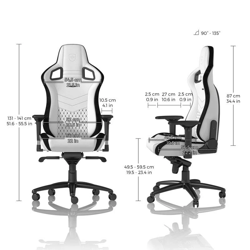 Žaidimų Kėdė noblechairs EPIC Baltas/Juodas PU Leather (Baltai Juoda PU Oda)