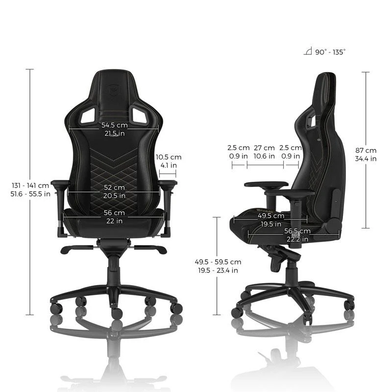 Žaidimų kėdė Noblechairs EPIC PU-Leather Gaming Chair, Juoda-auksinė