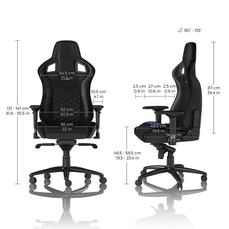 Žaidimų kėdė Noblechairs EPIC PU-Leather Gaming Chair, Juoda-mėlyna