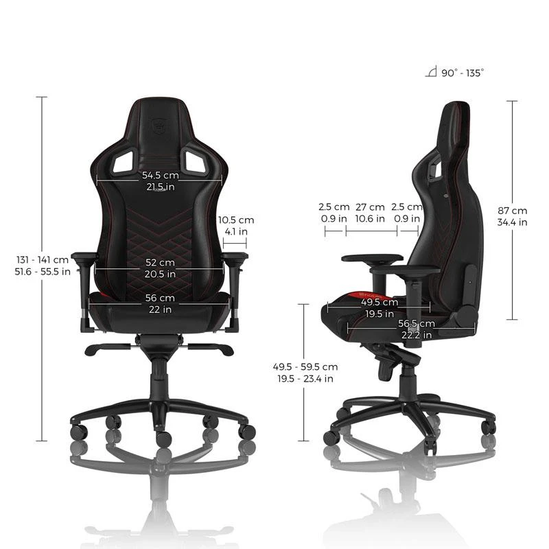 Žaidimų kėdė Noblechairs EPIC PU-Leather Gaming Chair, Juoda-raudona