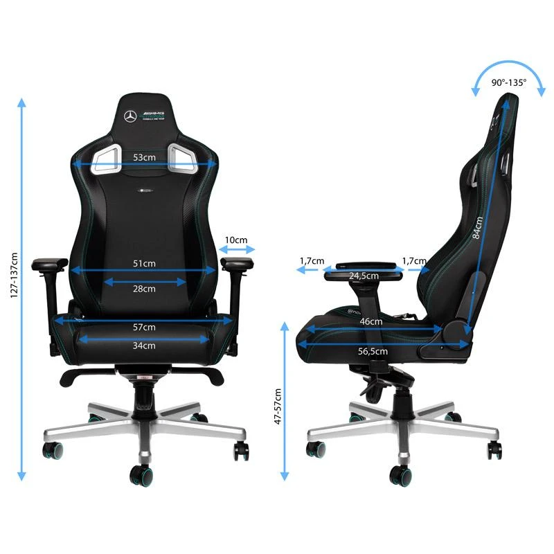Žaidimų kėdė Noblechairs EPIC Mercedes-AMG Petronas Formula One Team - 2021 Edition Vinilo/PU hibridinės odos žaidimų kėdė