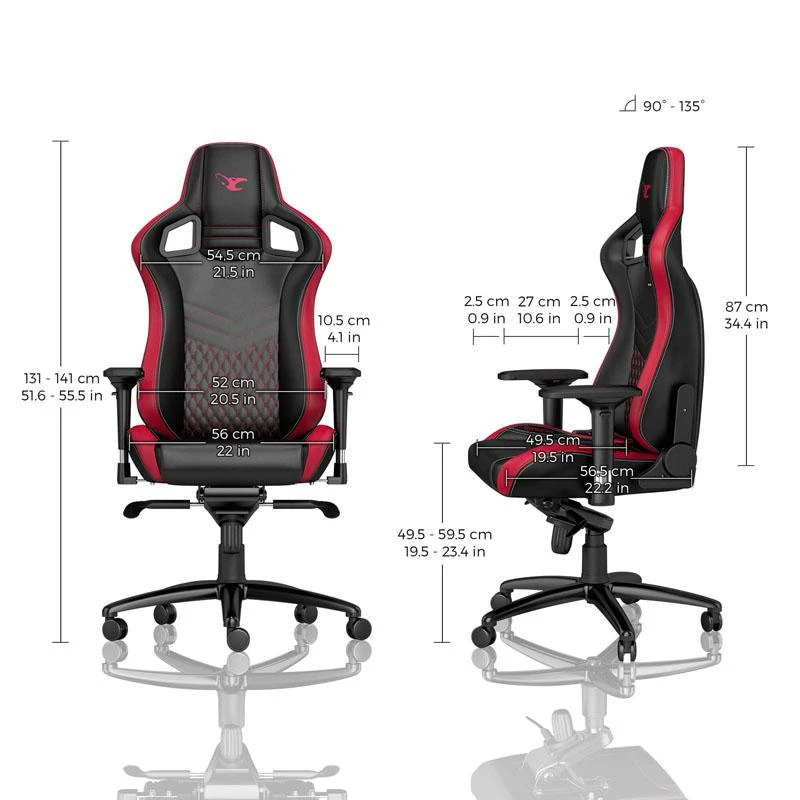 Žaidimų kėdė Noblechairs EPIC mousesports Edition PU-Leather Gaming Chair, Juoda-raudona