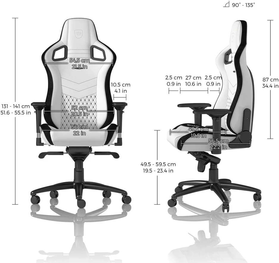 Žaidimų Kėdė noblechairs EPIC Baltas/Juodas PU Leather (Baltai Juoda PU Oda)