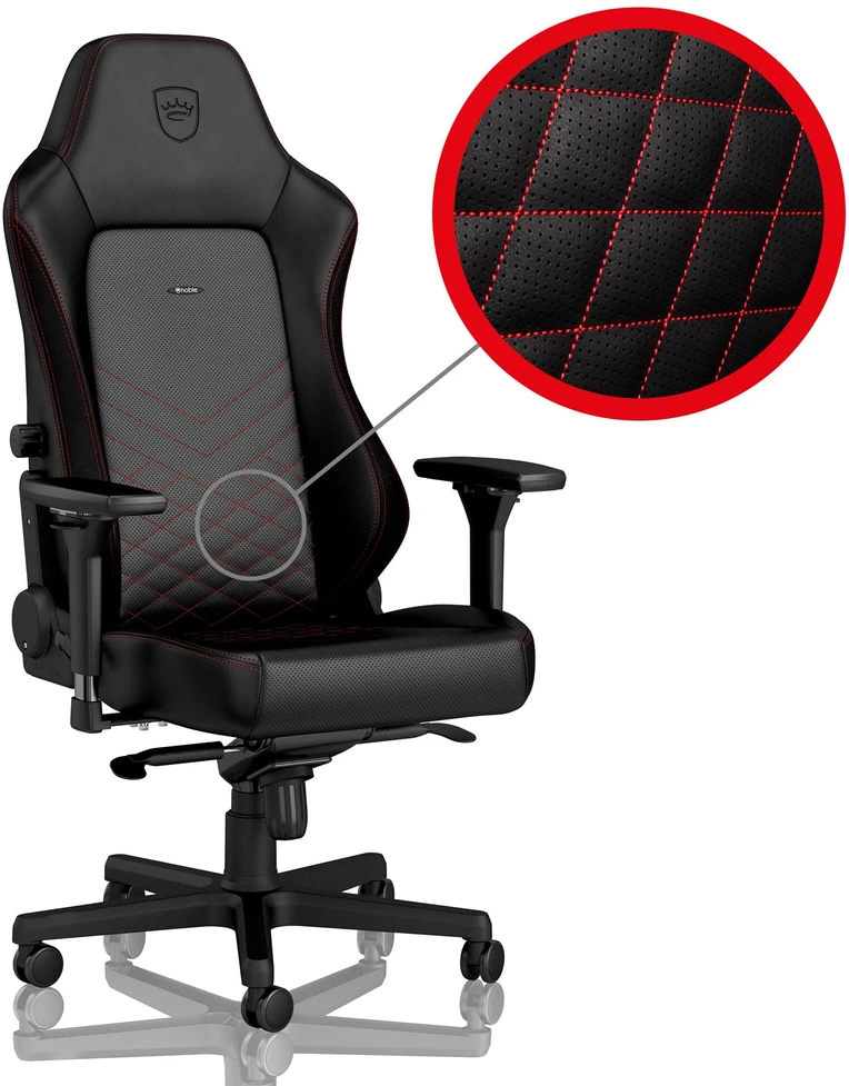 Žaidimų kėdė Noblechairs HERO PU-Leather Gaming Chair, Juoda-raudona