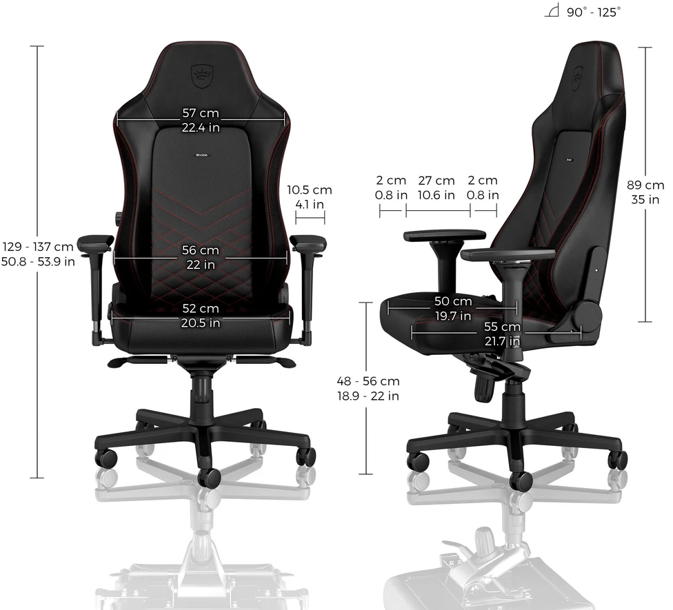 Žaidimų kėdė Noblechairs HERO PU-Leather Gaming Chair, Juoda-raudona