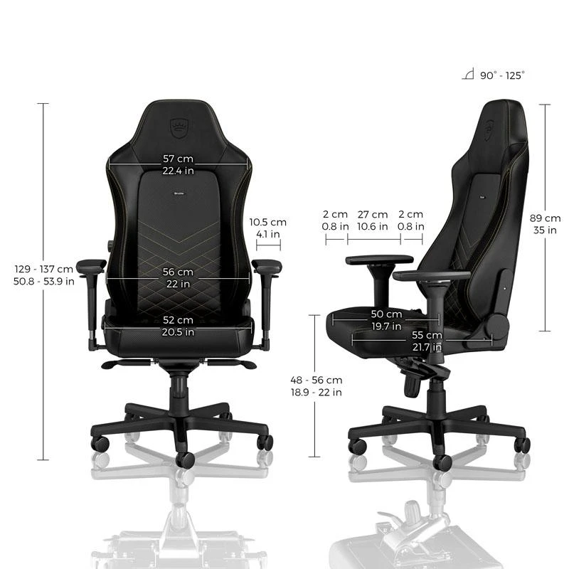 Žaidimų kėdė Noblechairs HERO PU-Leather Gaming Chair, Juoda-auksinė