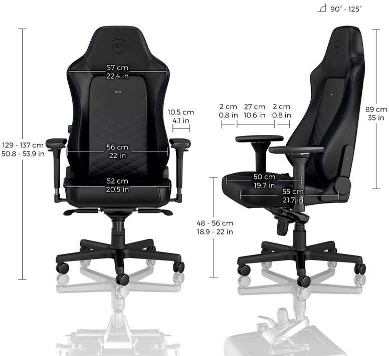 Žaidimų kėdė Noblechairs HERO PU-Leather Gaming Chair, Juoda-mėlyna