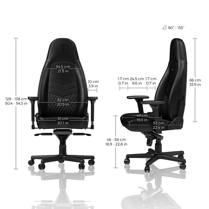Žaidimų kėdė Noblechairs ICON Real Leather Gaming Chair, Juoda