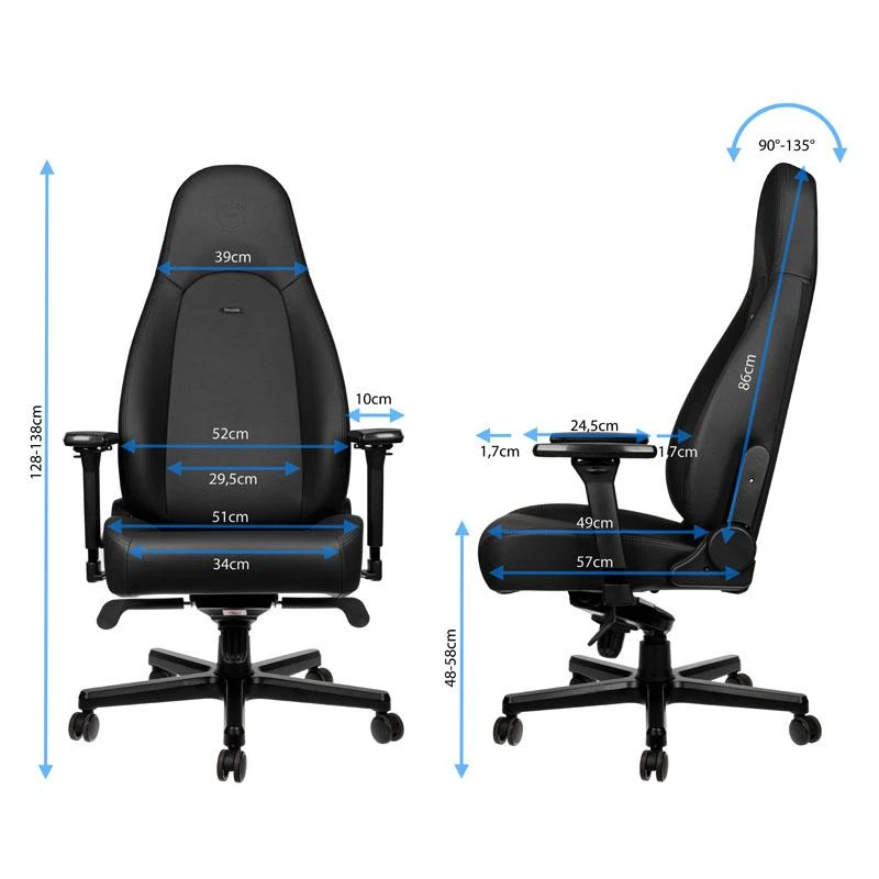 Žaidimų kėdė Noblechairs ICON Juodas Edition Vinyl / PU hybrid leather Gaming Chair, Juoda