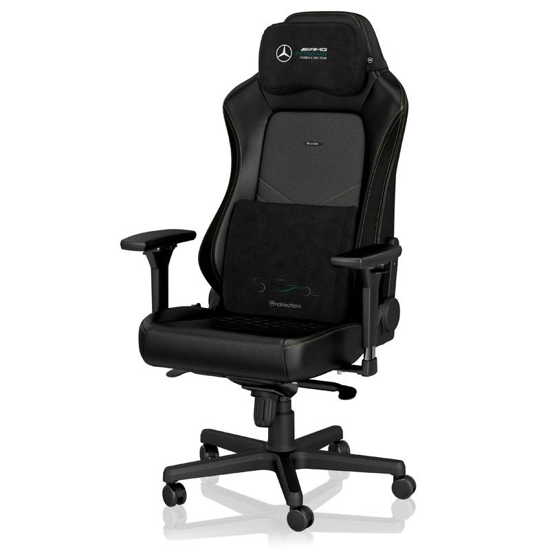 Žaidimų kėdės pagalvėlių rinkinys Noblechairs Mercedes-AMG Petronas F1 TeamMemory Foam Cushion Set, tinka EPIC/ICON/HERO, Juoda