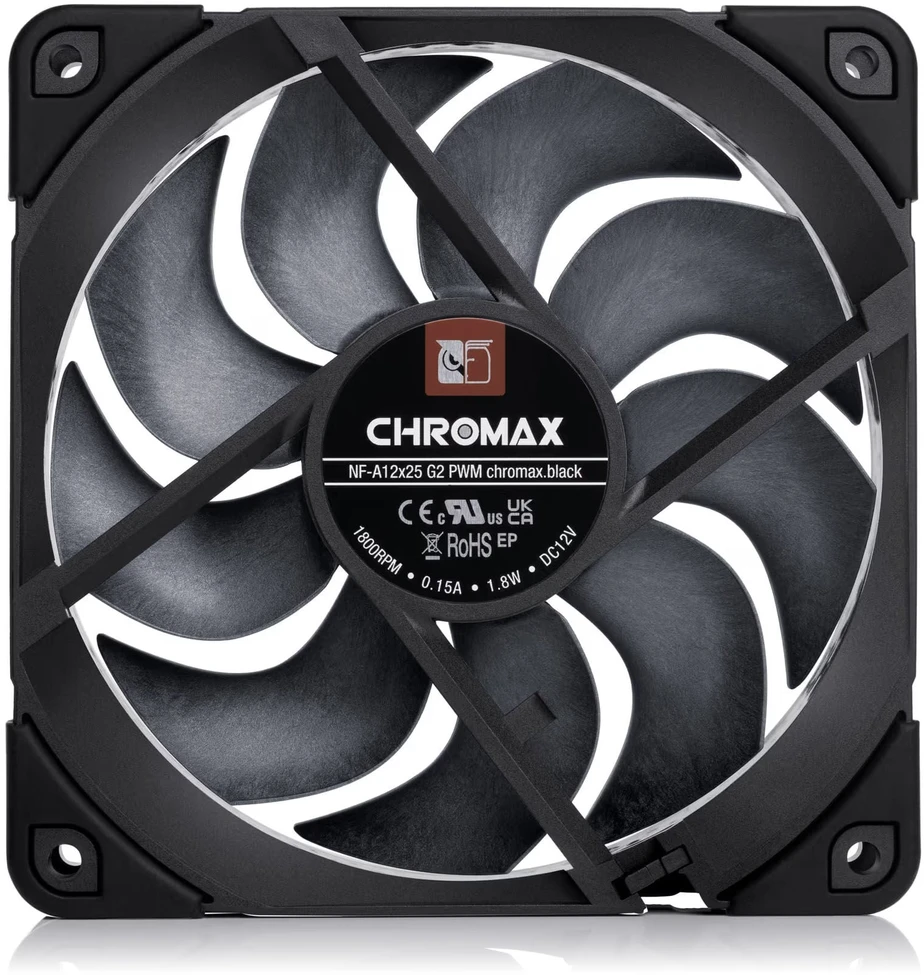 NOCTUA NF-A12x25 G2 PWM Fan – 120mm, chromax/juodas