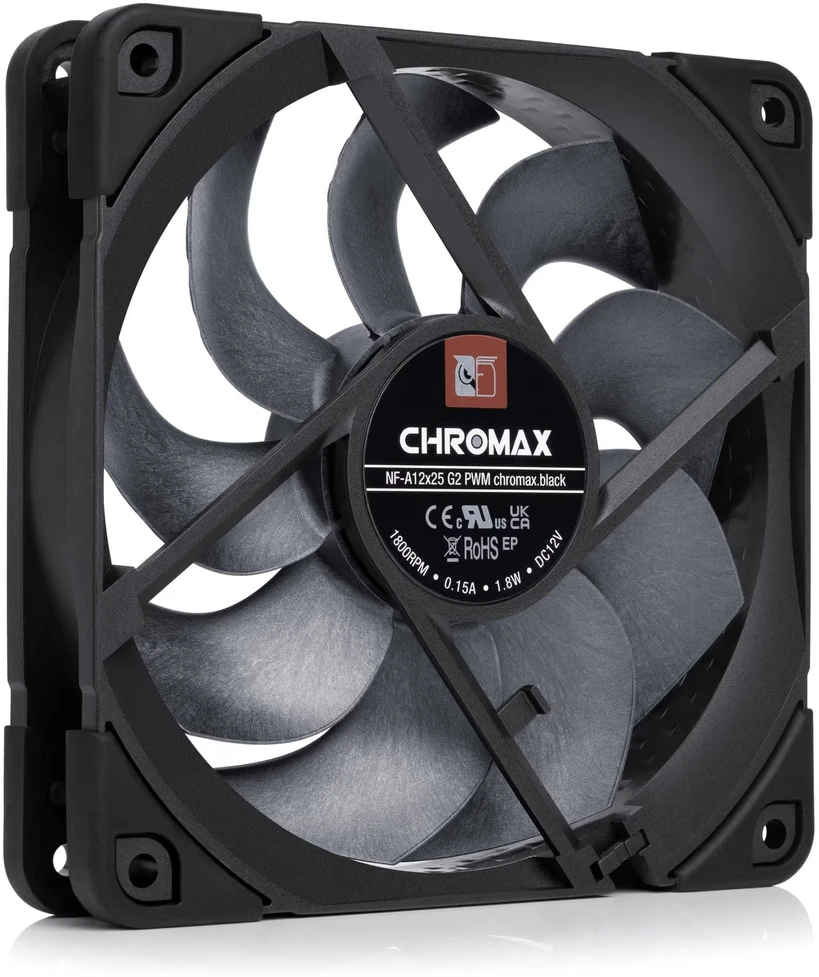NOCTUA NF-A12x25 G2 PWM Fan – 120mm, chromax/juodas
