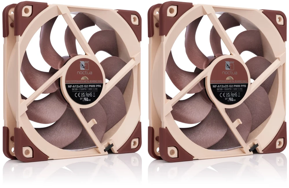 „Noctua NF-A12x25 G2 Sx2-PP PWM“ ventiliatorius, 120 mm, 2 vnt. pakuotėje