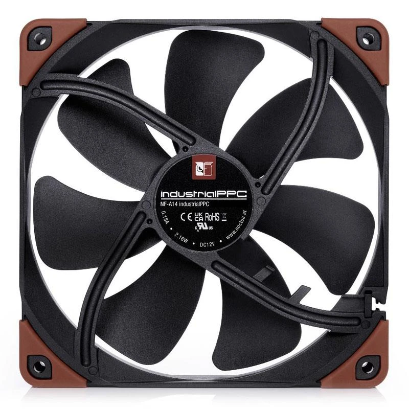 Noctua 140mm industrinis ventiliatorius su rudais kampais