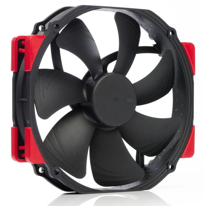 Noctua NF-A15 ventiliatorius su raudonais kampais