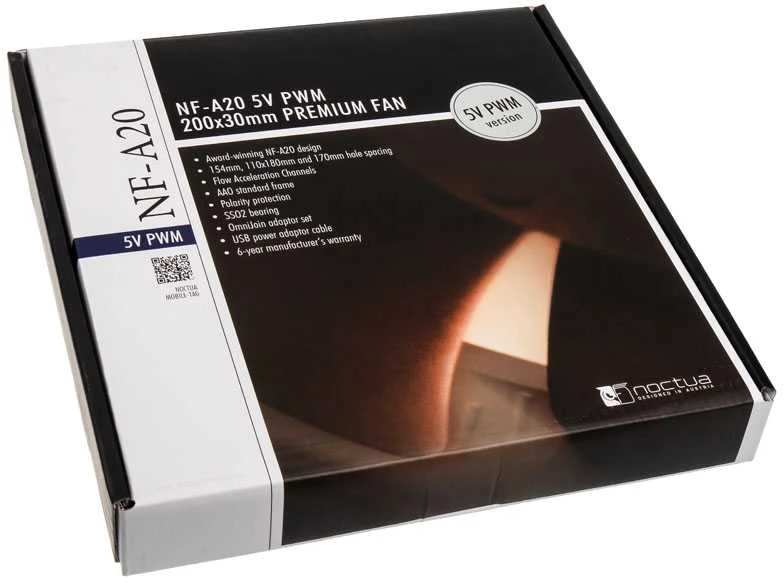 Noctua NF A20 5V PWM Kompiuterio dėklas Fan 20 cm rusvai gelsvas, Raudona