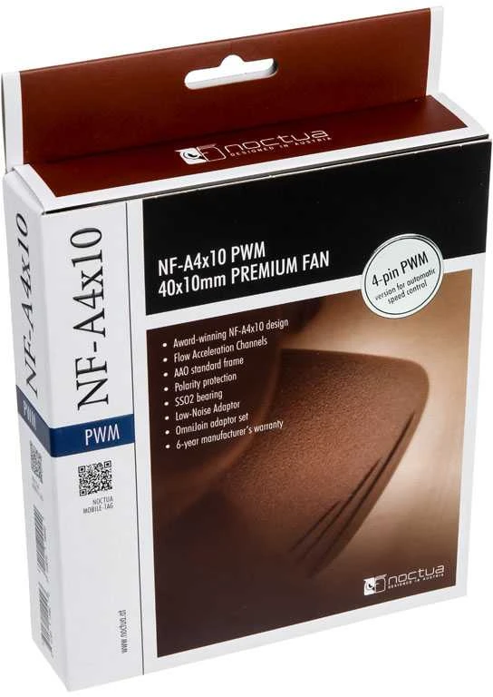 Noctua NF A4x10 PWM Kompiuterio dėklas Fan 4 cm rusvai gelsvas, Raudona