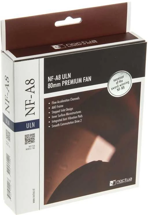 Noctua NF-A8 ULN computer cooling system Kompiuterio dėklas Fan 8 cm rusvai gelsvas, Brown