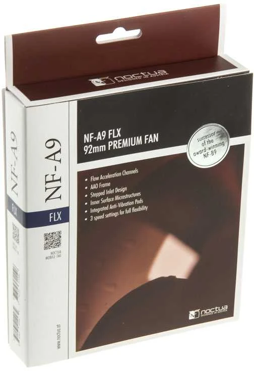 Noctua NF-A9 FLX computer cooling system Kompiuterio dėklas Fan 9.2 cm rusvai gelsvas, Brown
