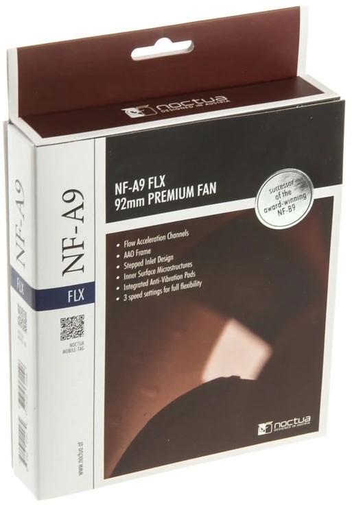 Noctua NF-A9 FLX computer cooling system Kompiuterio dėklas Fan 9.2 cm rusvai gelsvas, Brown
