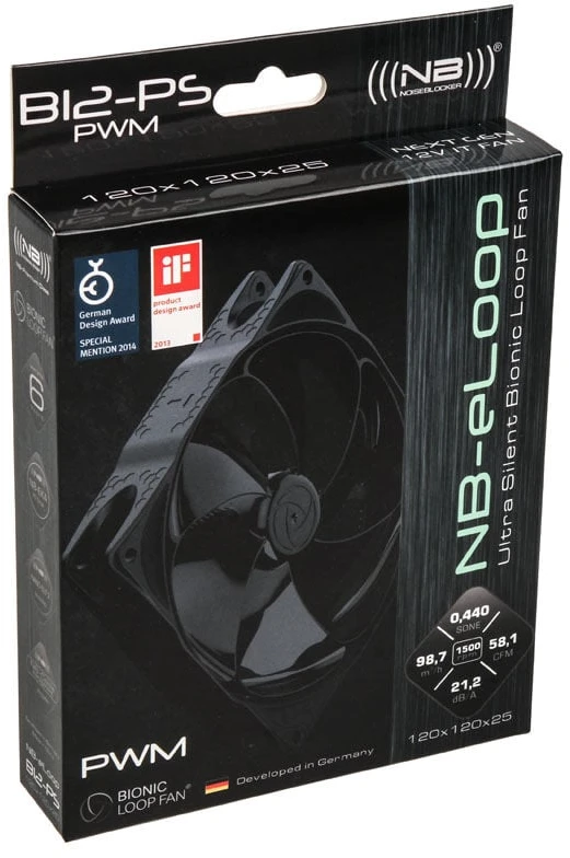Noiseblocker NB-eLoop Fan B12-PS Juodas Edition - 120mm PWM, 3 pieces