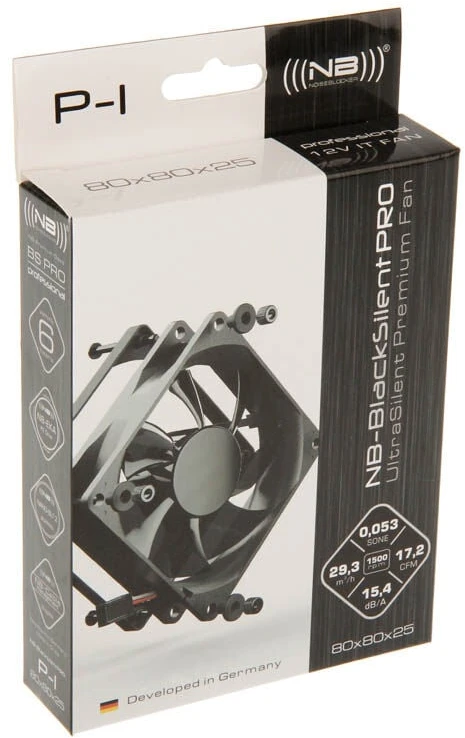 Noiseblocker juodos spalvosSilent Pro korpuso ventiliatoriusP-1 – 80mm
