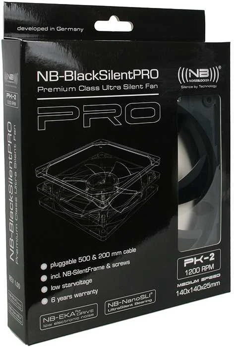 Noiseblocker juodos spalvosSilent Pro korpuso ventiliatoriusPK2 – 140mm