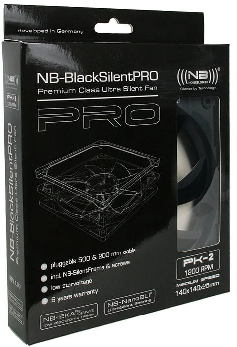 Noiseblocker juodos spalvosSilent Pro korpuso ventiliatoriusPK2 – 140mm