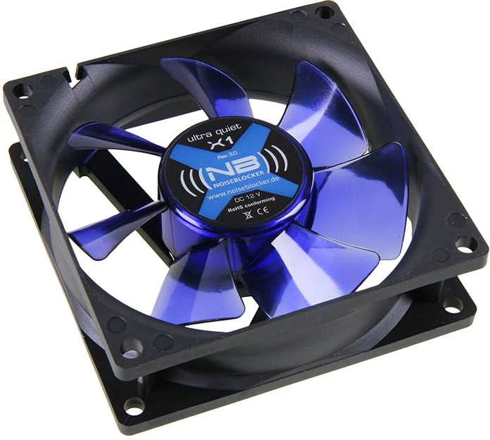 Noiseblocker X1 80mm ventiliatorius su mėlynomis mentėmis