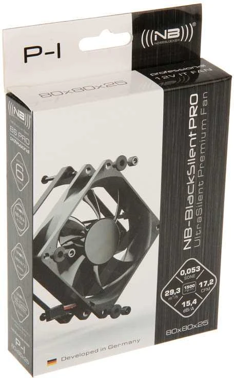 Noiseblocker juodos spalvosSilent Pro korpuso ventiliatoriusP-1 – 80mm