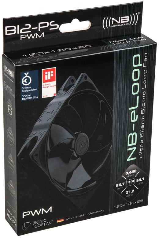 Noiseblocker NB-eLoop korpuso ventiliatoriusB12-PS juodos spalvos Edition – 120mm PWM