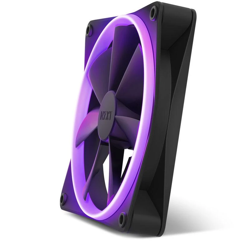 Nzxt F140 RGB ventiliatorius su violetiniu apšvietimu