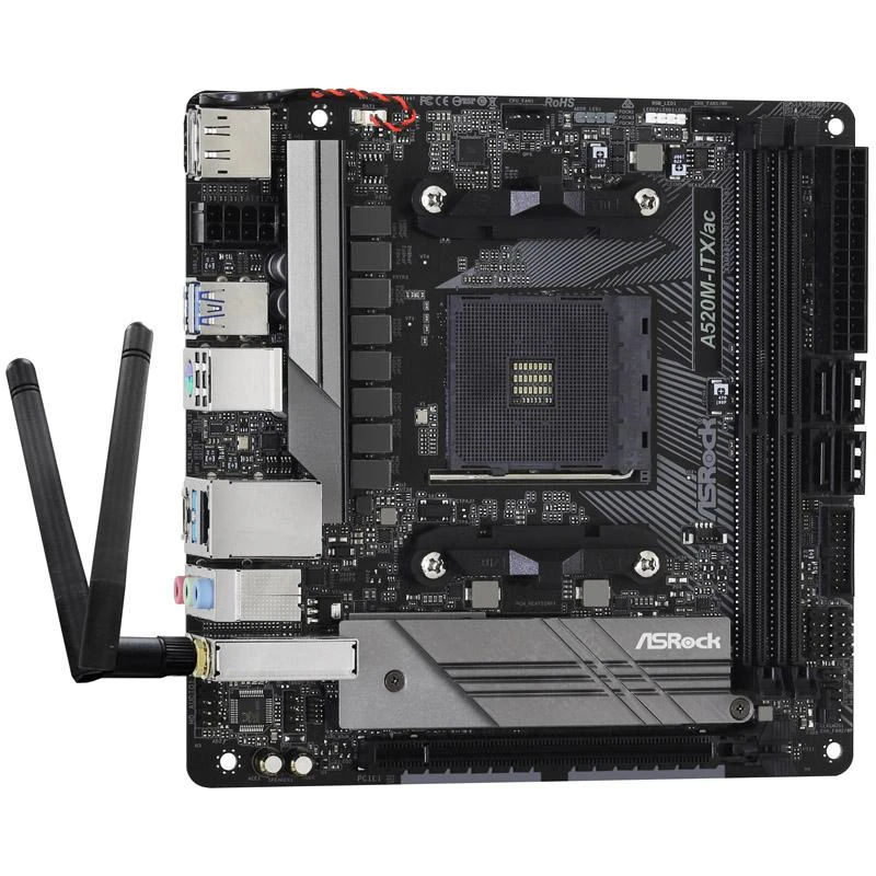 Pagrindinė plokštė ASROCK A520M-ITX/AC AM4 2xDDR4 1 x PCIe 3.0 x16 DisplayPort HDMI mITX MB