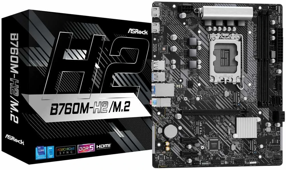 ASRock | B760M-H2/M.2 | Procesorių šeima Intel | Procesoriaus lizdas LGA1700 | DDR5 | SATA jungčių skaičius 4