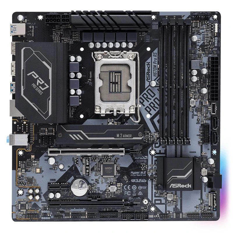 Pagrindinė plokštė ASRock H670M Pro RS/Intel H670/LGA1700/MicroATX/Atmintis DDR4/Atminties lizdai 4/1xPCI-Express 3.0 1x/1xPCI-Express 3.0 4x/1xPCI-Express 4.0 16x/2xM.2/1xHDMI/1xDisplayPort/2xAudio-In/1xAudio-Out/6xUSB 3.2/1xRJ45