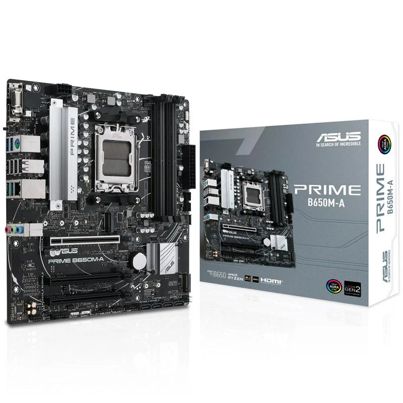 Pagrindinė plokštė ASUS AMD B650 / SAM5 / MicroATX / Memory DDR5 / Atminties lizdai 4 / 2xPCI-Express 4.0 1x / 1xPCI-Express 4.0 16x / 2xM.2 / 1x15pin D-sub / 1xHDMI / 1xDisplayPort / 2xAudio-In / 1xAudio-Out / 4xUSB 2.0 / 4xUSB 3.2 / 1xPS/2 / 1xRJ45