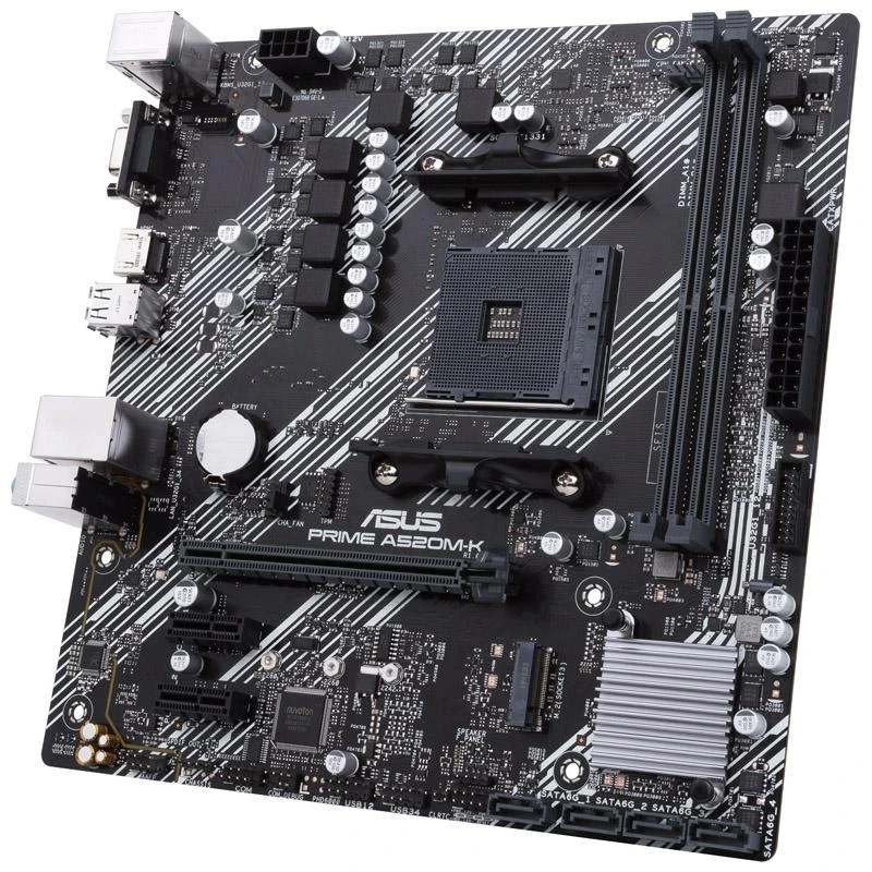 Pagrindinė plokštė ASUS AMD A520 / SAM4 / MicroATX / 2xPCI-Express 3.0 1x / 1xPCI-Express 3.0 16x / 1xM.2 / Memory DDR4 / Atminties lizdai 2 / 1x15pin D-sub / 1xHDMI / 2xUSB 2.0 / 4xUSB 3.2 type B / 1xPS/2 / 3xStereo jack 3.5mm / 1xRJ45