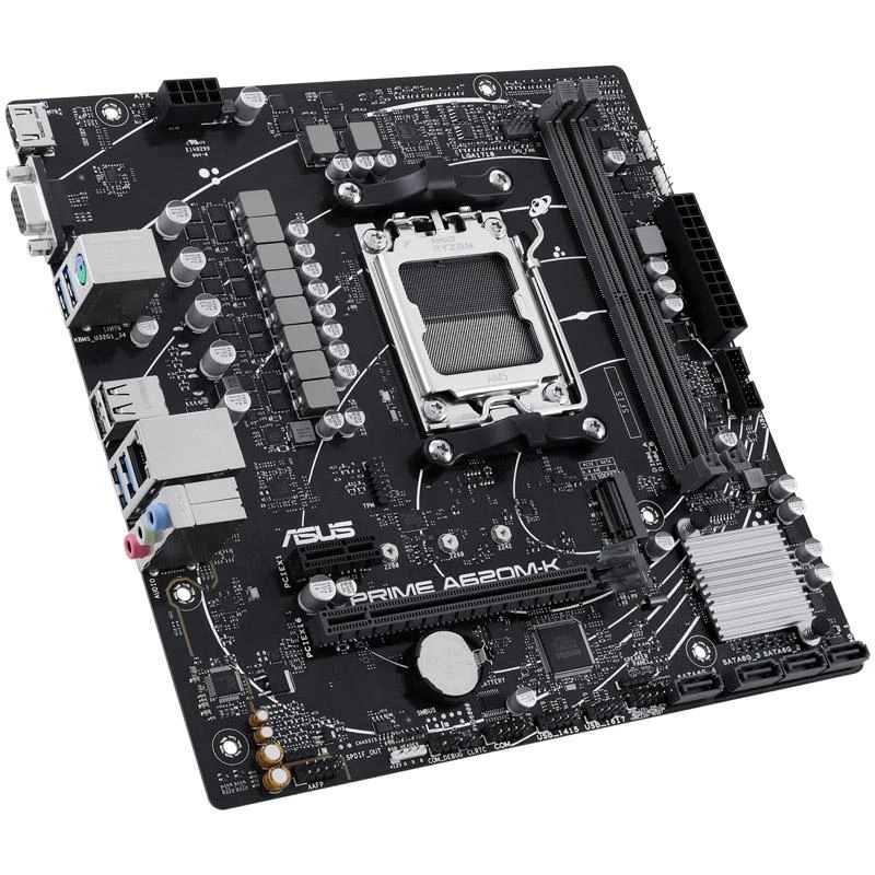Pagrindinė plokštė Asus | PRIME A620M-K | Procesorių šeima AMD | Procesoriaus lizdas AM5 | DDR5 DIMM | Atminties lizdai 2 | Palaikomos standžiojo disko sąsajos SATA, M.2 | SATA jungčių skaičius 4 | Lustų rinkinys AMD A620 | micro-ATX