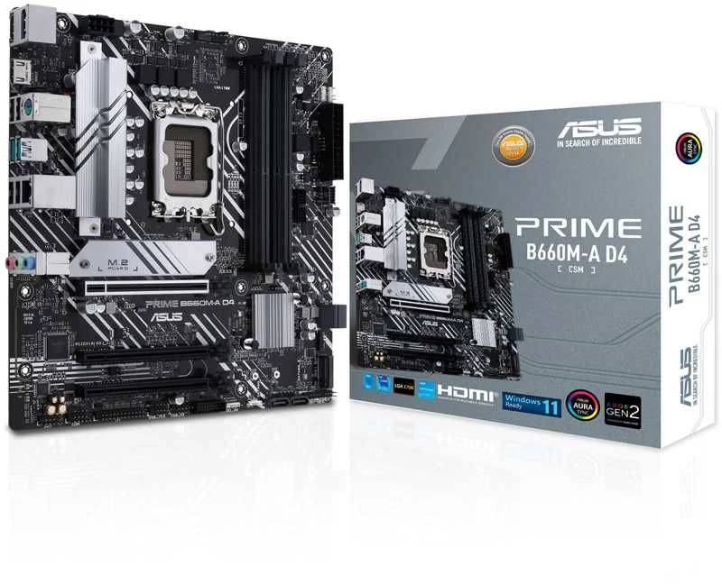 Pagrindinė plokštė ASUS PRIME B660M-A D4-CSM/LGA 1700/Micro-ATX/Intel B660
