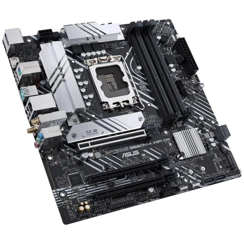 Pagrindinė plokštė ASUS Intel B660 / LGA1700 / MicroATX / Memory DDR4 / Atminties lizdai 4 / 1xPCI-Express 3.0 1x / 1xPCI-Express 3.0 4x / 1xPCI-Express 4.0 16x / 2xM.2 / 2xHDMI / 1xDisplayPort / 2xAudio-In / 1xAudio-Out / 4xUSB 2.0 / 2xUSB 3.2 / 1xPS/2 / 1xRJ45 / PRIMEB660M-AWIFID4