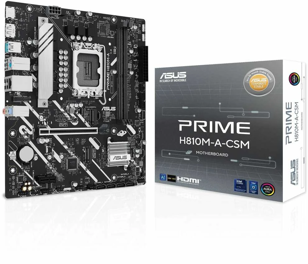 ASUS PRIME H810M-A-CSM Intel H810 LGA 1851 (Socket V1) micro ATX pagrindinė plokštė