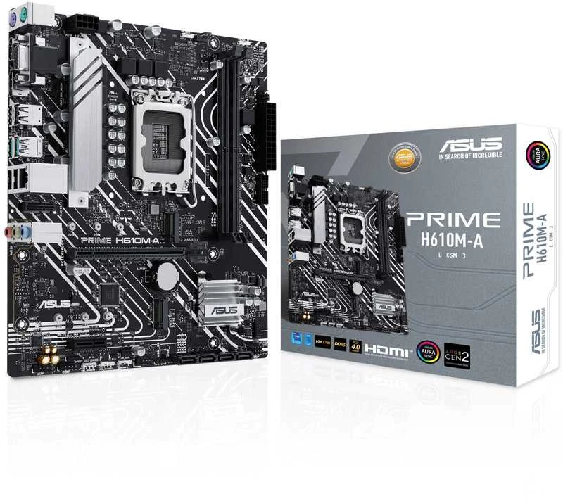 Pagrindinė plokštė ASUS PRIME H610M-A-CSM LGA1700 2DDR5 microATX 4xSATA MB 1xHDMI 1xDP 1xD-Sub 2xM.2