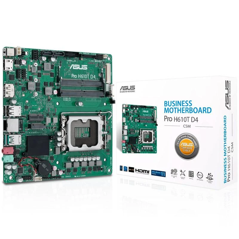 Asus Pro H610T D4-CSM /H610/DDR4/SATA3/M.2/USB3.1/s.1700/mITX pagrindinė plokštė