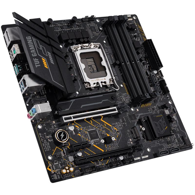 Pagrindinė plokštė Asus TUF GAMING B660M-E D4 Procesorių šeima Intel procesoriaus lizdas LGA1700 DDR4 DIMM Atminties lizdai 4 Palaikomos standžiojo disko sąsajos SATA, M.2 SATA jungčių skaičius 4 Mikroschemų rinkinys Intel B660 microATX